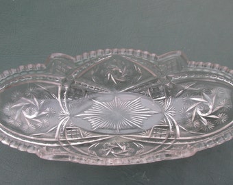 Cut Glass Relish Dish - Celery Dish - American Brillant - Pressed Glass ...
