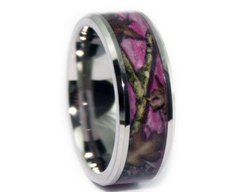 pink camo wedding rings by one camo beveled pink camo titanium engagement wedding ring - Mossy Oak Wedding Rings pink camo wedding rings by one camo beveled pink camo titanium engagement wedding ring - Mossy Oak Wedding Rings