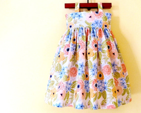 Peony Floral Toddler Dress Spring Girls Dress with Pockets