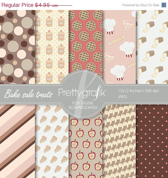 60% OFF SALE Bake sale digital paper, commercial use, scrapbook papers, background - PS525 Il_570xn