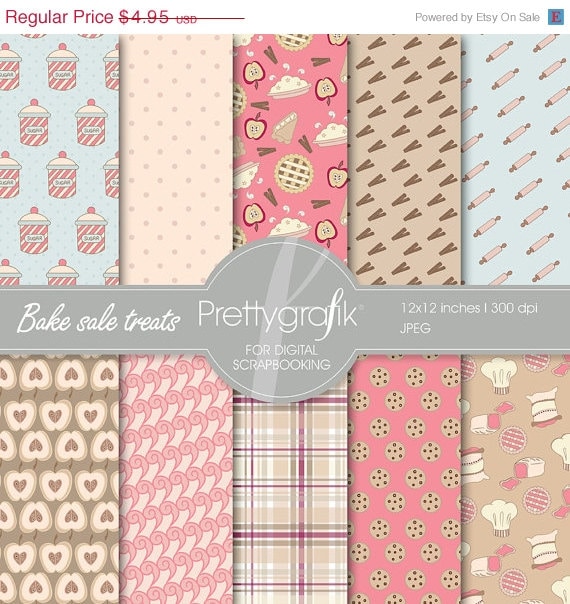 60% OFF SALE Bake sale treats digital paper, commercial use, scrapbook papers, background - PS524 Il_570xn