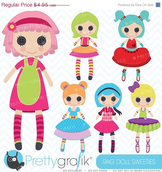 80% OFF SALE Rag doll, toy girl clipart commercial use, vector graphics, digital clip art, digital images - CL459 Il_570xn