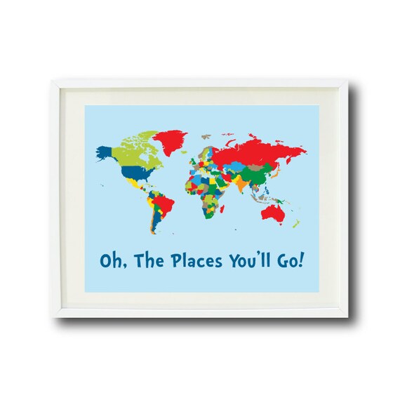 Oh The Places You'll Go Quote Art Print 8x10 OR
