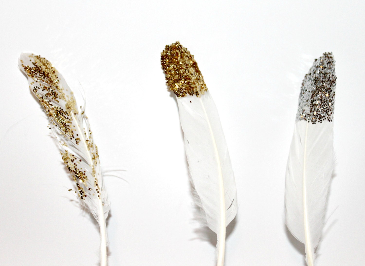 Glitter Feather Holiday Decoration-Gold & Silver Handmade
