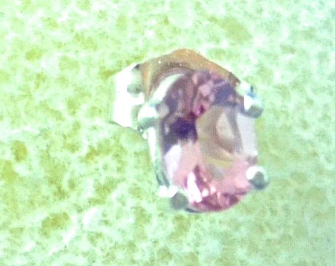 Pink Tourmaline Studs, 6x4 Oval, Natural, Set in Sterling Silver E490