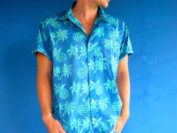 men's pineapple button down shirt