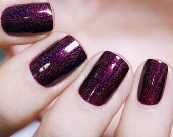 Black Orchid - Deep Burgundy / Plum Vampy Holographic Nail Polish