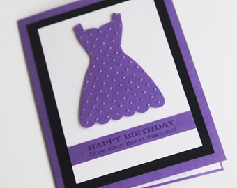 Orchid Purple Dress Happy Birthday Card, Girlfriend Birthday Greeting Card, Girls Birthday Card