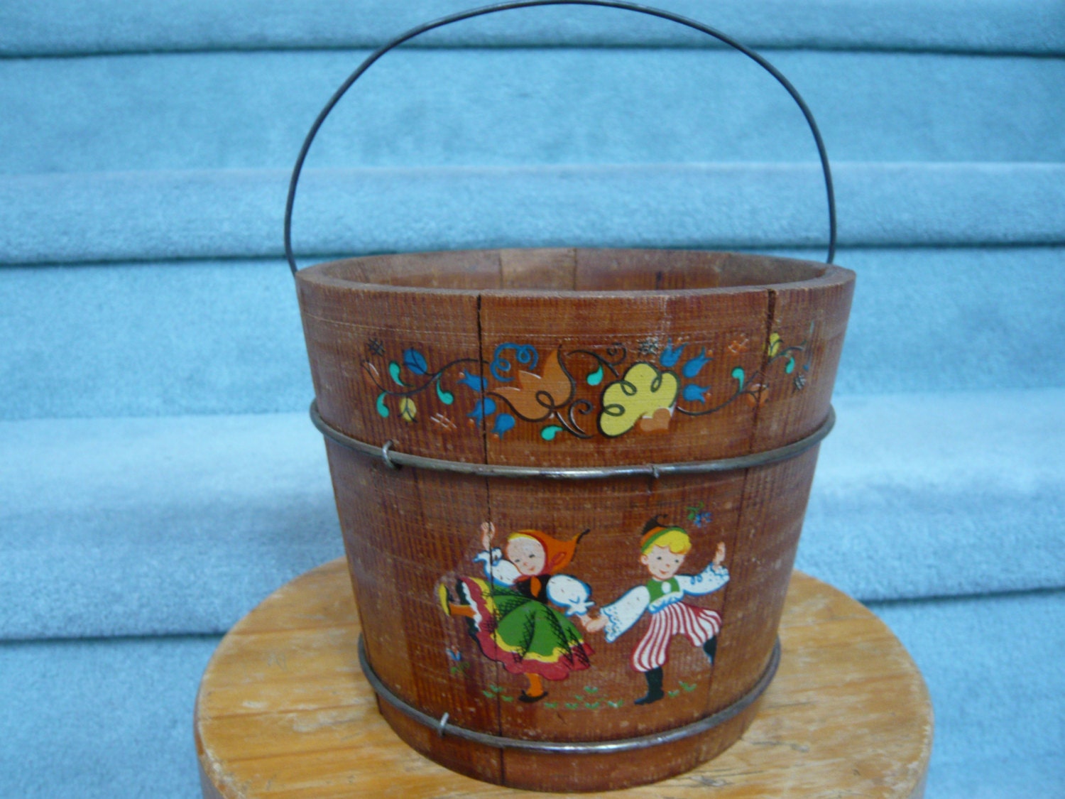 Vintage Jack and Jill WOODEN PAIL