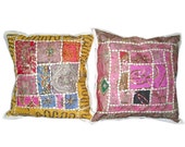 Indian cushion cover Decor Vintage sari Patch Pillow Shame