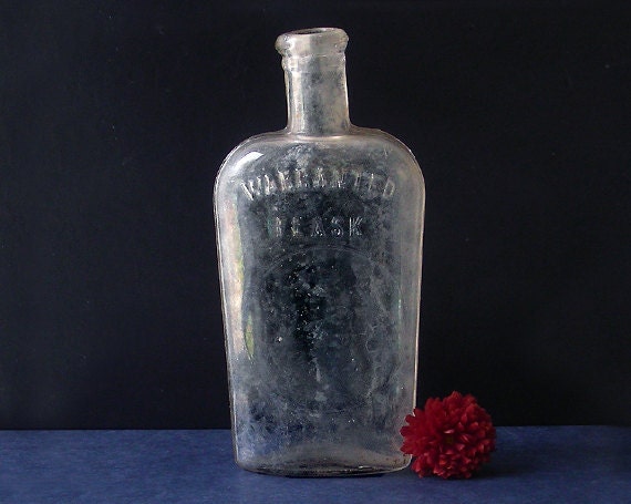 Antique Blown Glass Warranted Whiskey Flask by TheSecondGlass