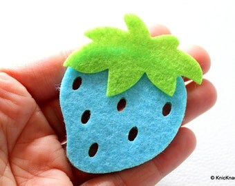 2 x Blue Strawberry Huge Felt Applique Patch