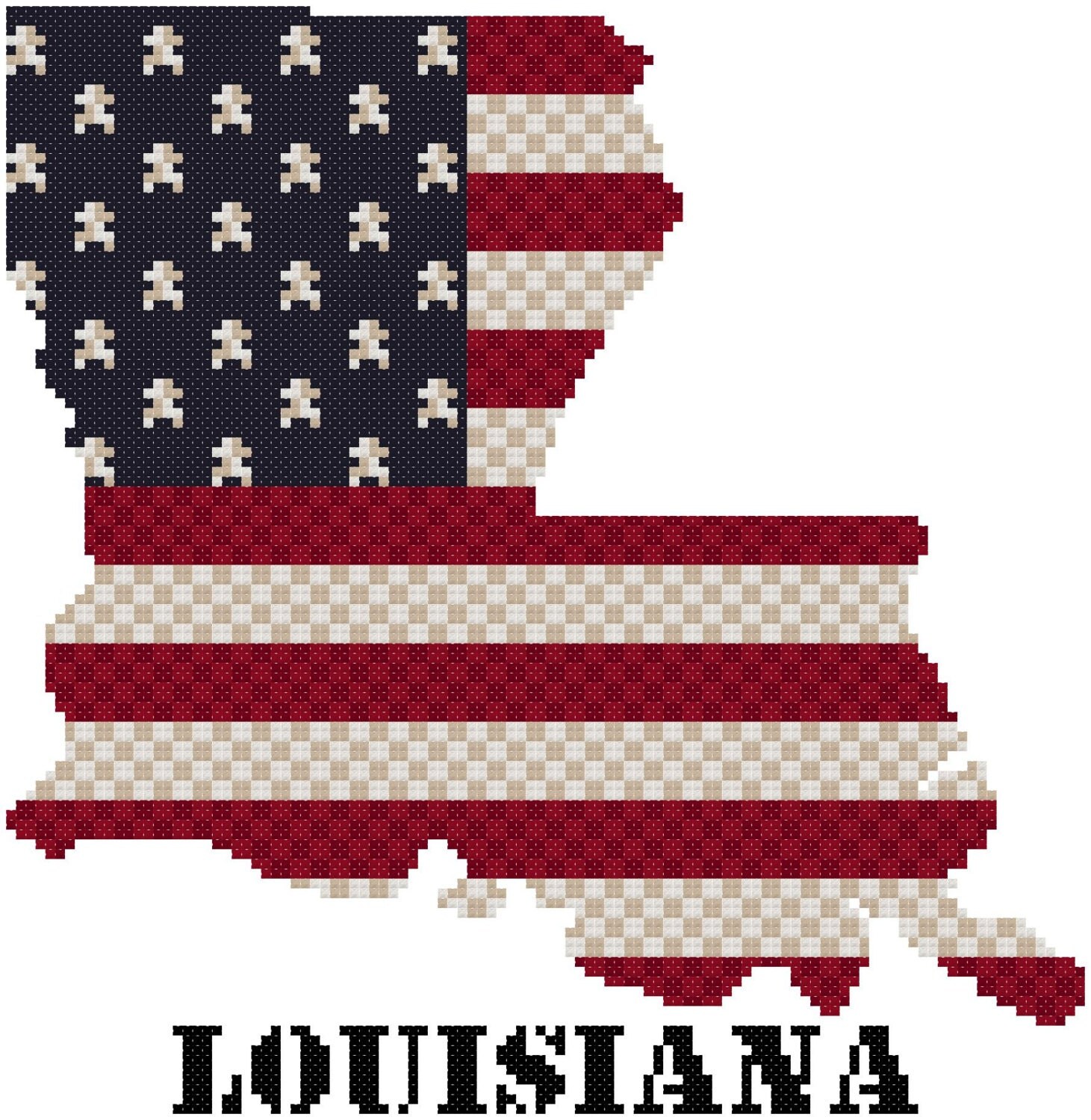 Louisiana Stars Cross Stitch