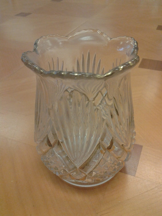 On Sale Beautiful Glass Crystal Utensil Holder with Gold