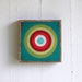 Hand Painted Bullseye 6x6 Art Block Turquoise, Green and Reds