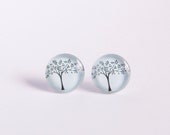 Earstuds Tree Earrings Studs Glass Dome Tree Spring Pastell