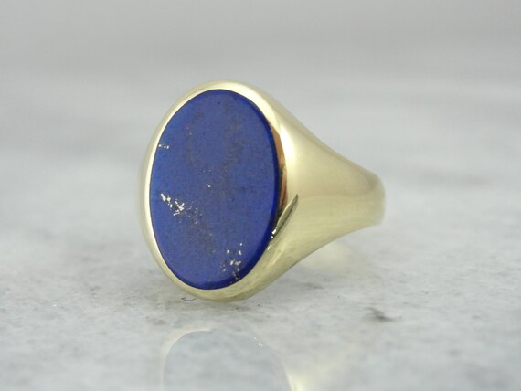Mens Classic Lapis Lazuli Ring Statement Piece Vintage Mid
