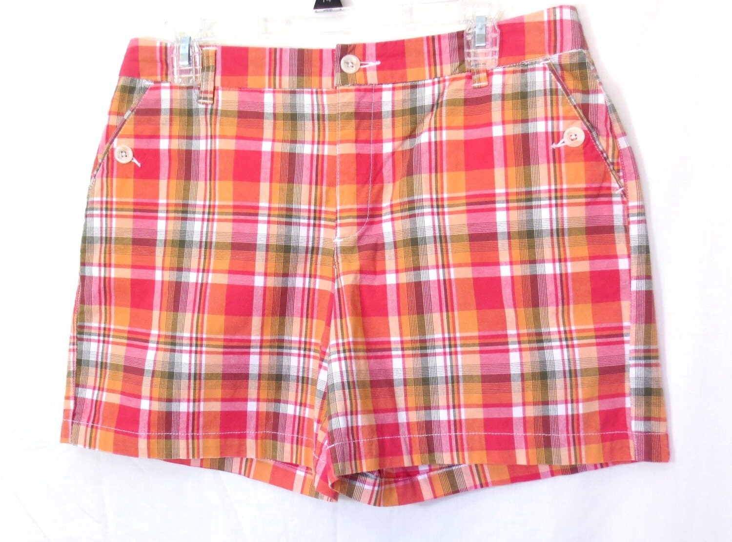 Pink Plaid Shorts Pink and Orange Retro by AnaisAnkletsVintage