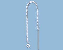 HiUnni 18g Chained Threader Earrings - Long Stainless Steel Chain Earrings (Pair)