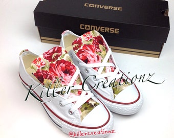 Custom Converse low tops with floral print ANY SIZE