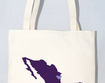 Mexico - Custom State Screen Printe d Canvas Tote Bags For Wedding ...