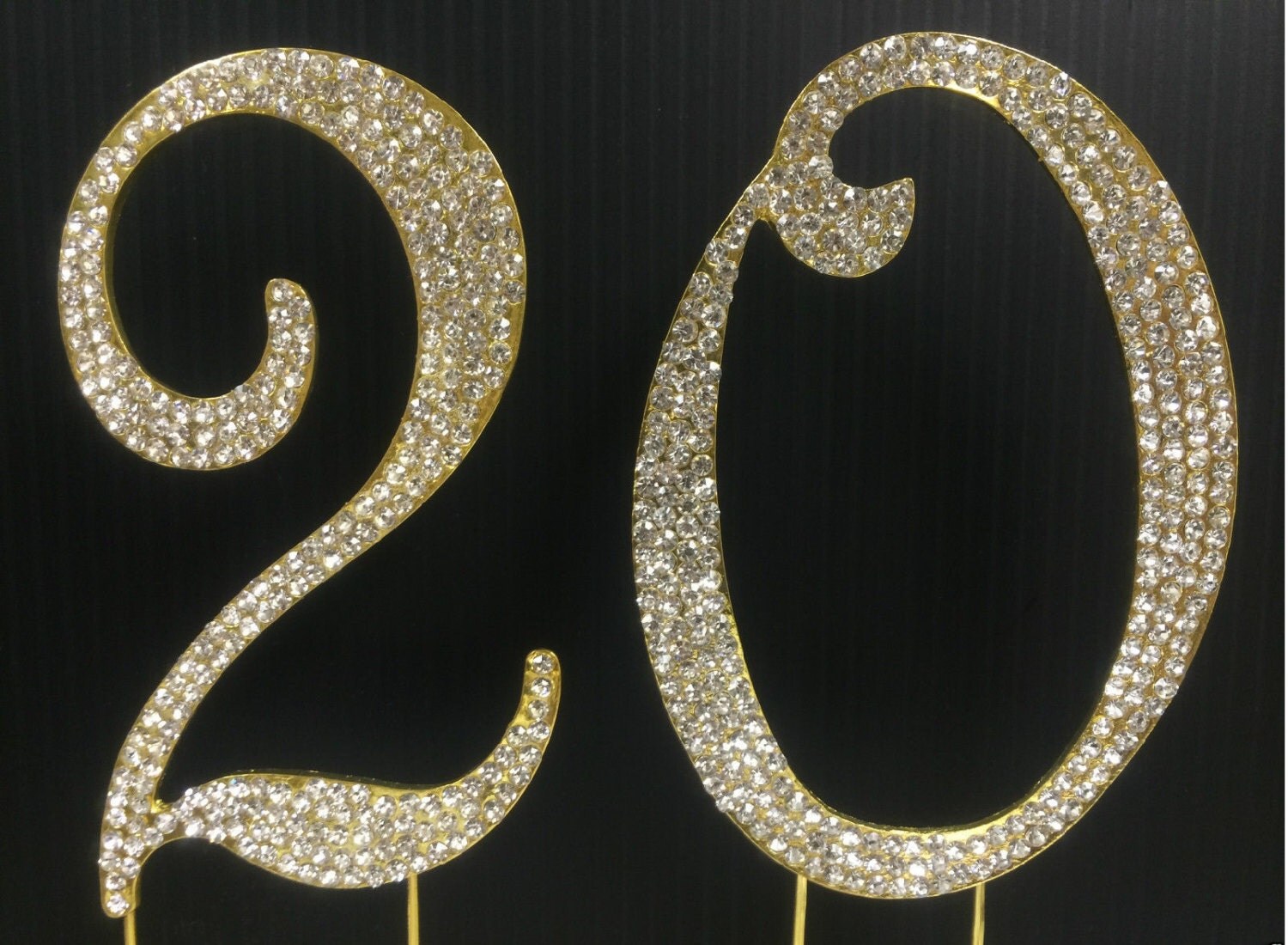 Rhinestone Gold NUMBER 20 Cake Topper 20th Birthday Parties