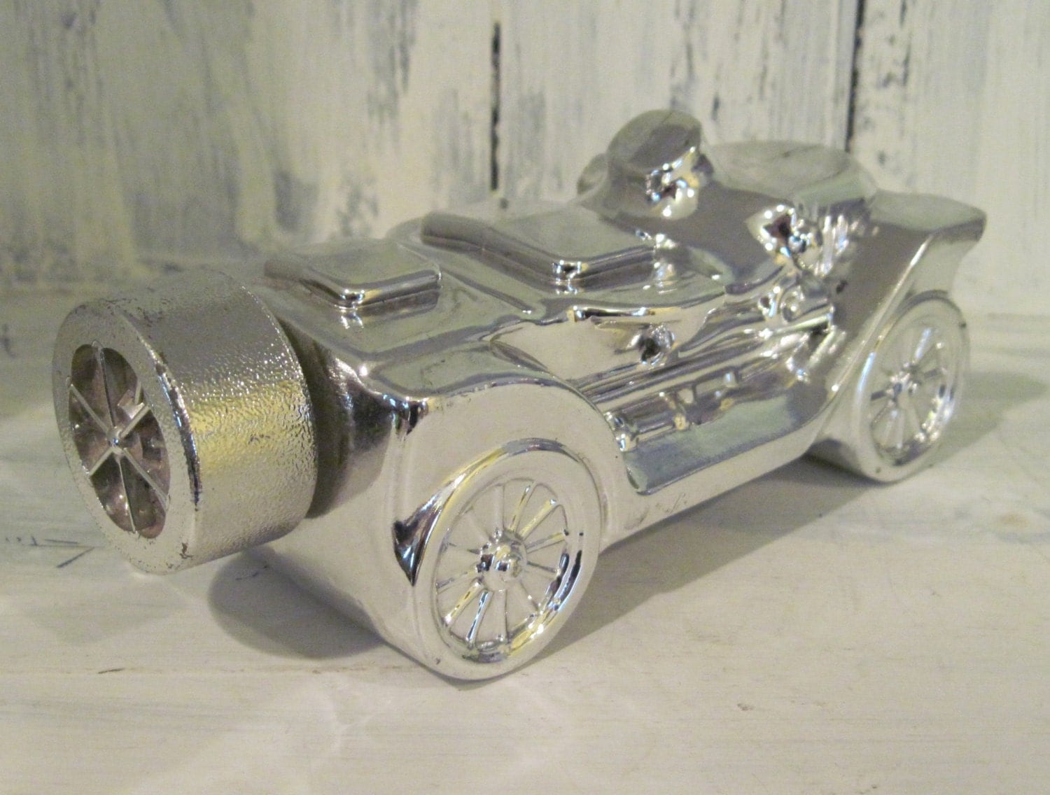 Vintage silver color antique car figurine Avon cologne perfume