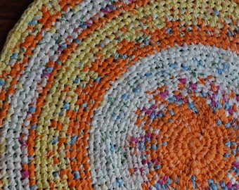 39" Crochet Rag Rug in summer colors