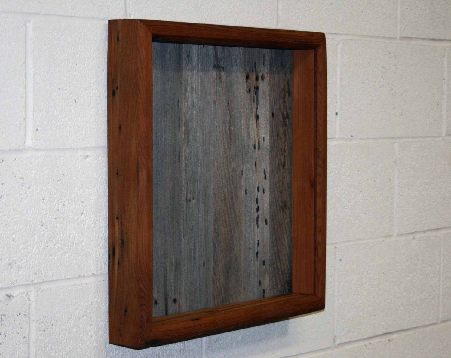 Reclaimed Cedar Shadow Box 20 x 20 x 3 with Barn by LunarCanyon