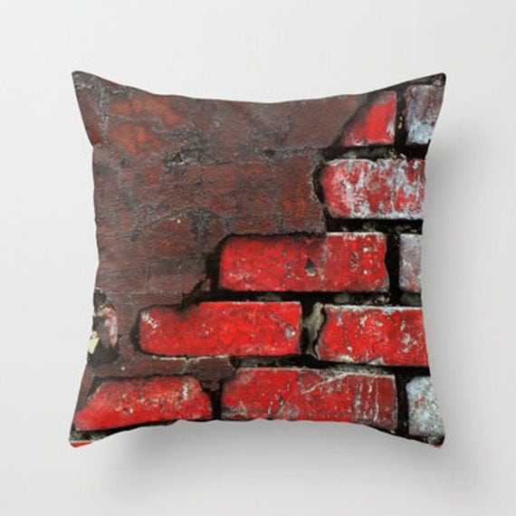 Brick Pillow Brick Pillow Cover Red Throw by TiffanyDawnSmith