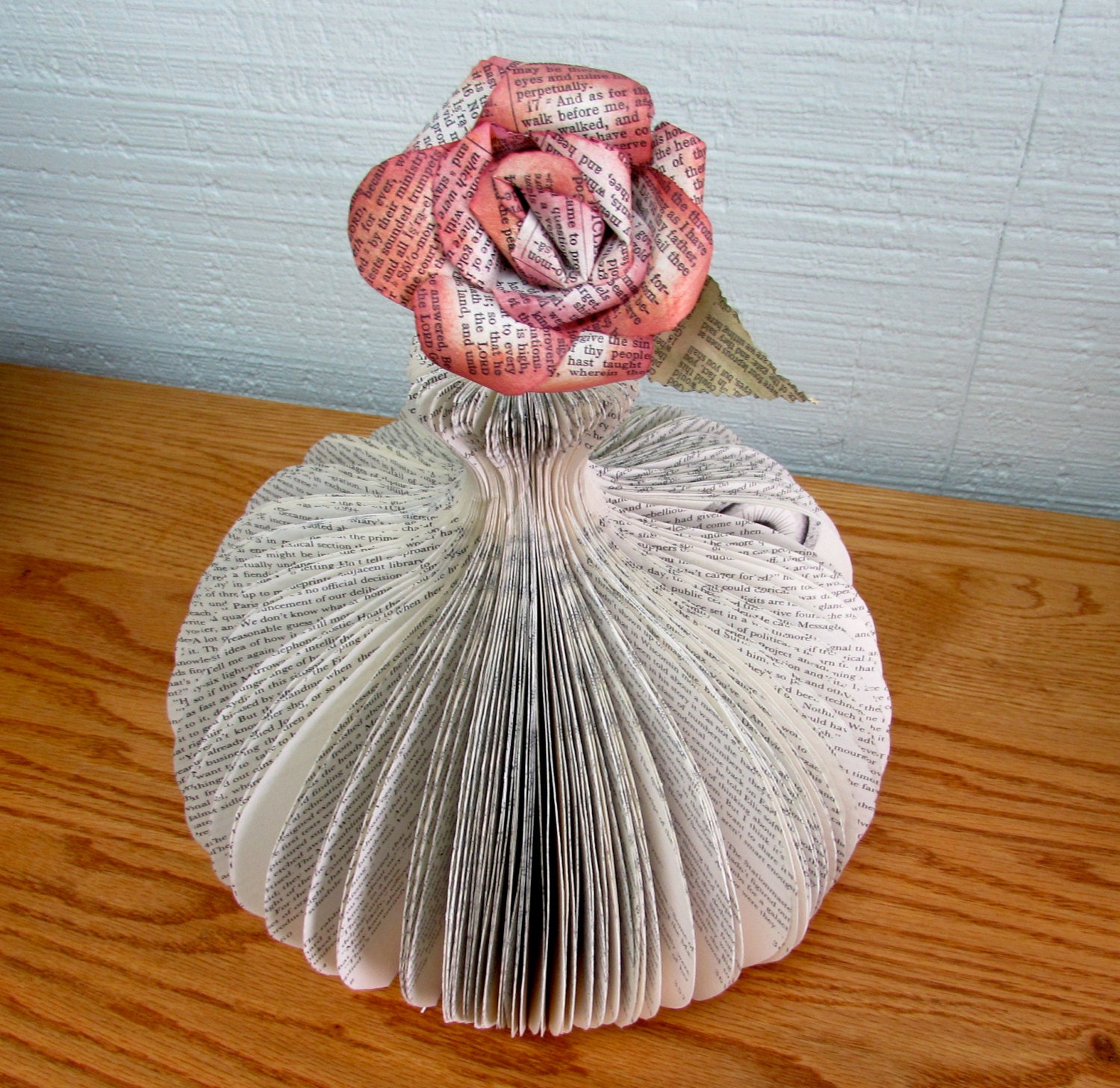 Book Art Vase With Flower Carafe