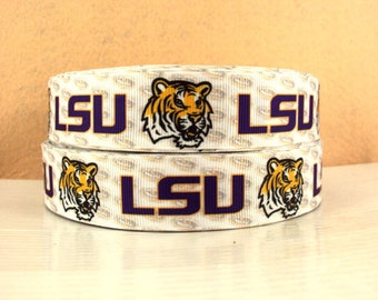Sale!!! LSU TIGERS 1" Grosgrain Craft Ribbon - 3 Yards