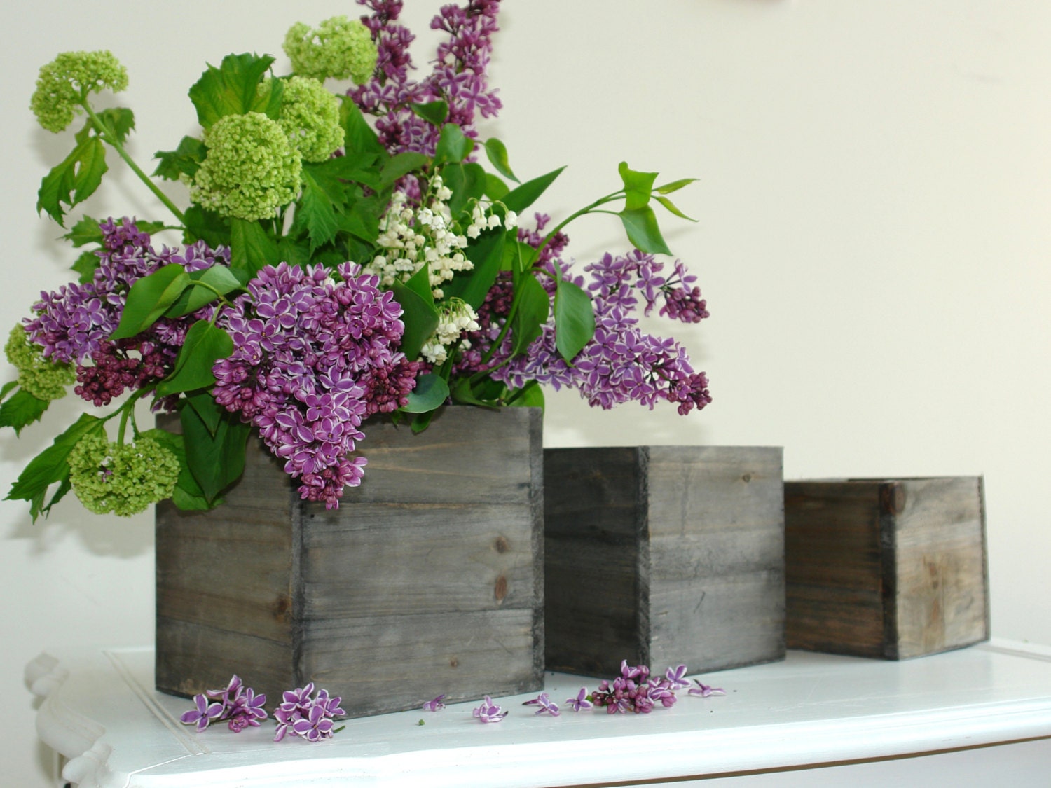 wood box planter flower boxes rustic square vases pot lily of