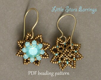 Beaded Earrings Tutorial - Beaded Earrings Pattern - 8mm Bezeled Swarovski Chatons - Swarovski Earrings Tutorial