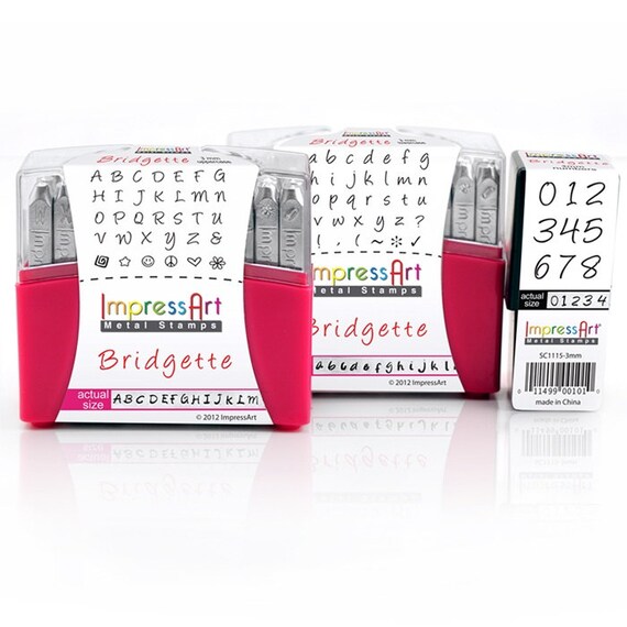 ImpressArt 3mm Bridgette Alphabet Uppercase Lowercase Letter Numbers