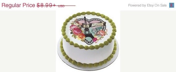 SUMMER SALE PARISIAN Heart Edible Image Cake Topper Il_570xn