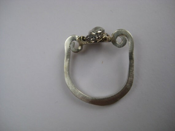 Silver, 9 carat gold, wabi sabi moonstone ring