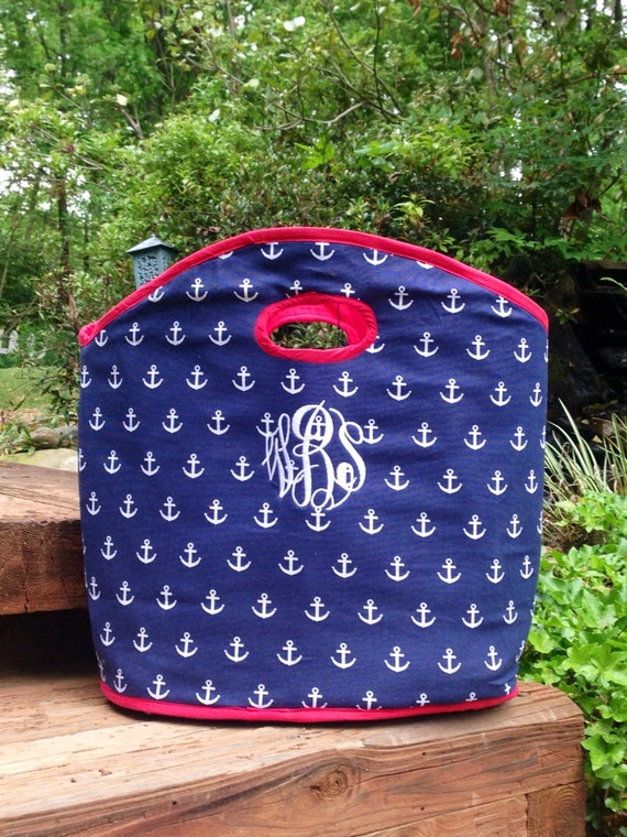 Items similar to Monogrammed Anchor Tote Bag on Etsy