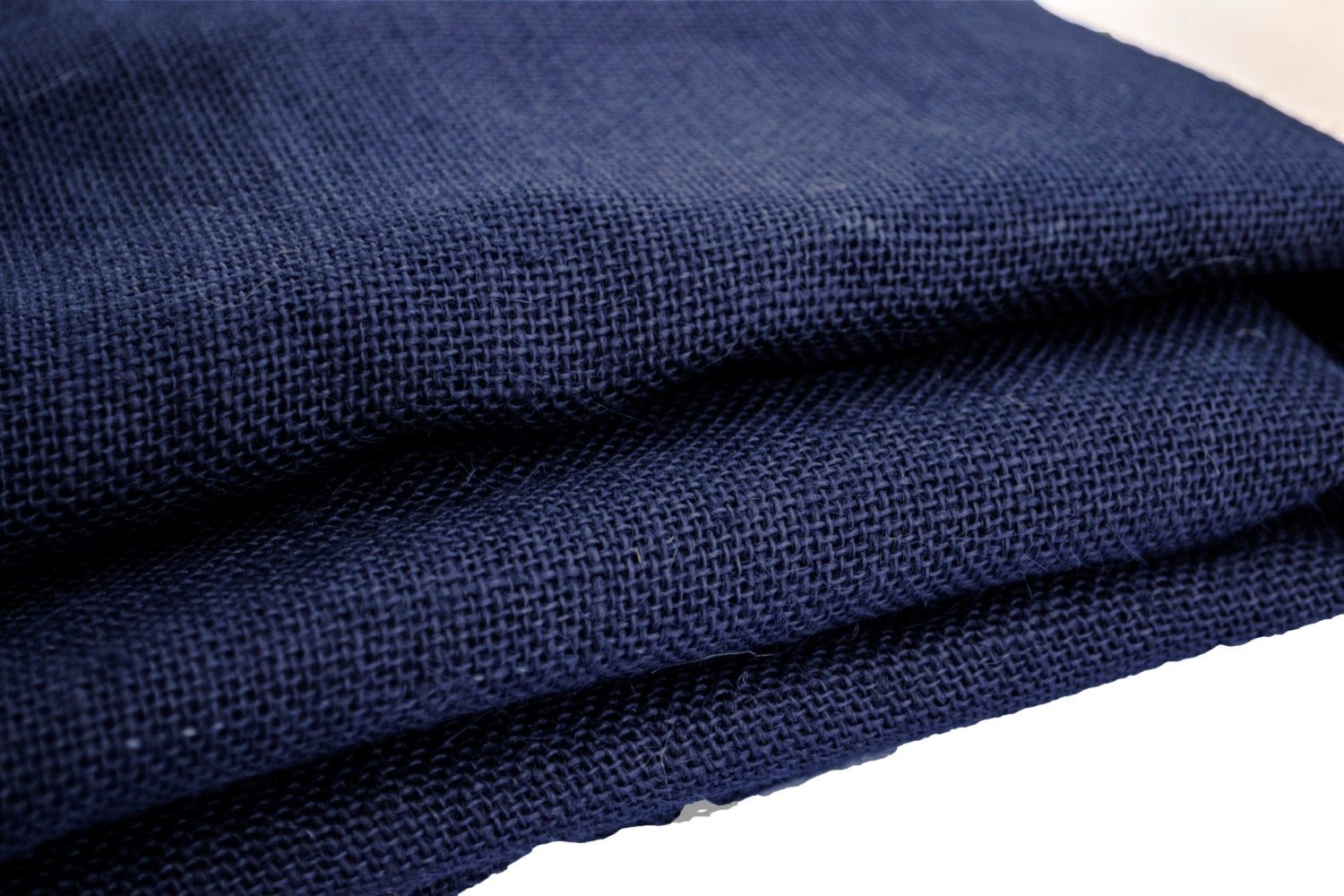 Navy Blue Burlap Fabric Quarter Yard Natural by fabWorldFabrics