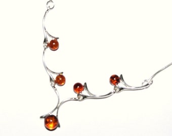 sterling silver necklace with natural Baltic amber
