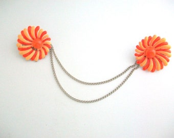 Sweater Clips, Orange Sweater Clips, Flower Sweater Clips Daisy Sweater Clips Collar Clips Sweater Guards Cardigan Keeper Fall Sweater Clips