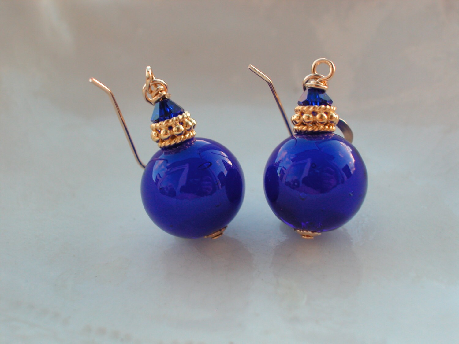 Cobalt Blue Earrings Venetian Murano Glass By Venetianmuranoglass