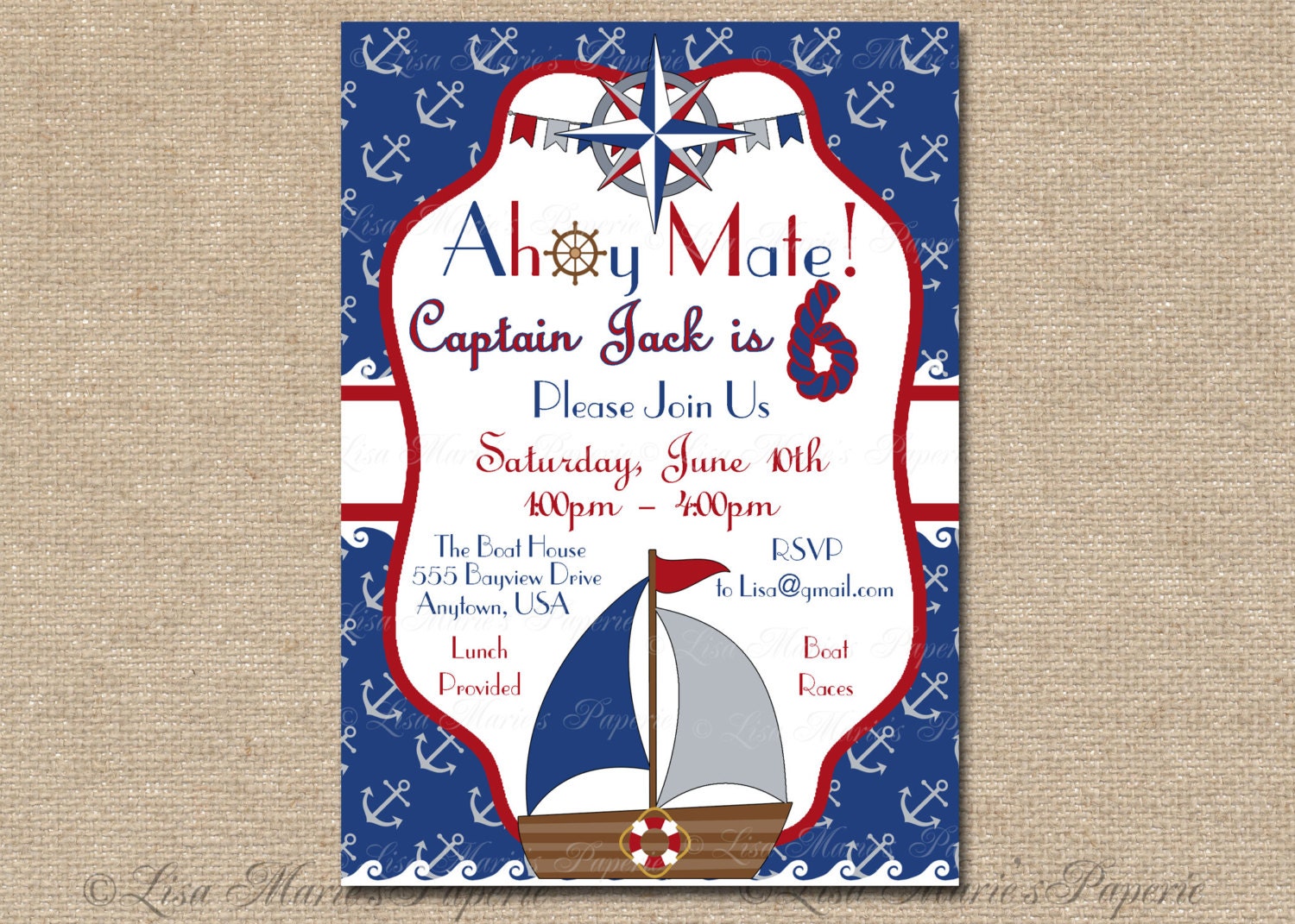 nautical birthday invitation sailboat birthday party