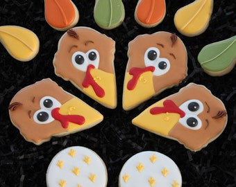 Thanksgiving Cookies, Custom Cookies, Turkey Cookies, Fall Cookies, Thanksgiving Favors, Decorated Cookies, Decorated Sugar Cookies