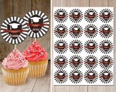 Chalkboard graduation party cupcake toppers / Customize Graduation party circles / Digital printables 2" or 4" / red black white Il_170x135