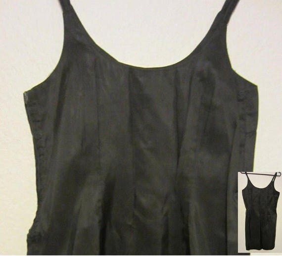 Items similar to Vintage 60s American Maid Black Satin Mini Slip Dress ...