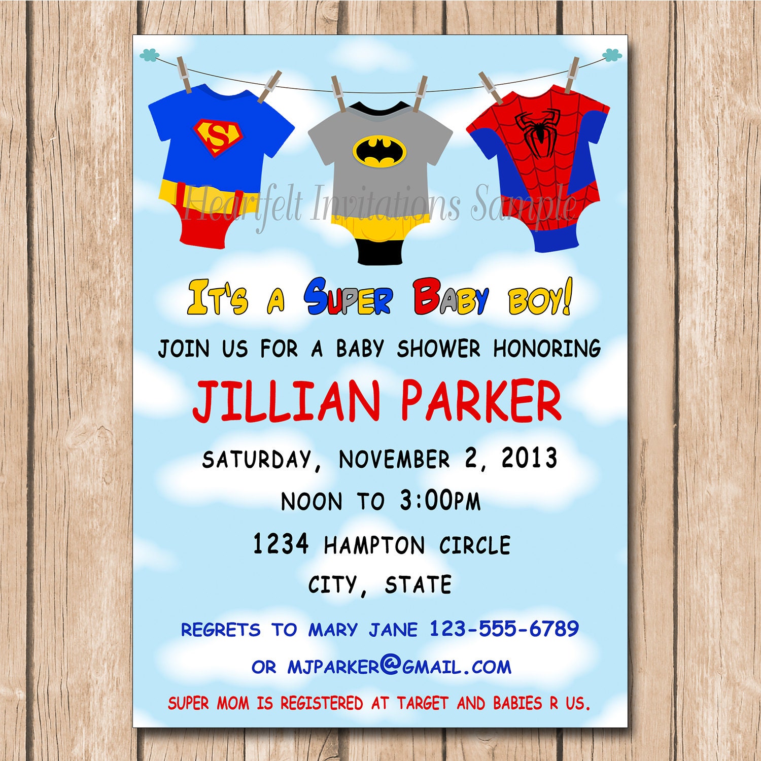 Super Baby Shower Invitation Super hero by ...