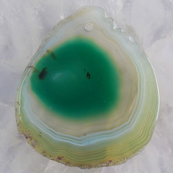 BULLS EYE Crystal and Green Freeform Agate Gemstone by PortsofCall