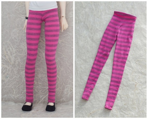 Items similar to Pink & Purple Stripe Print Leggings - BJD 1/3 SD13 SD ...