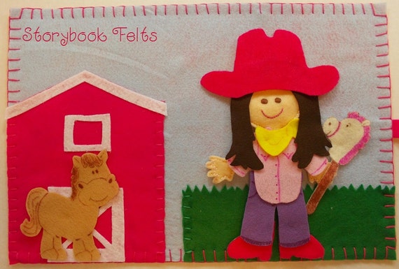 Storybook Felts Felt My LIittle Cowgirl Doll Dress Up Set With Book 16 PCS Paper Doll